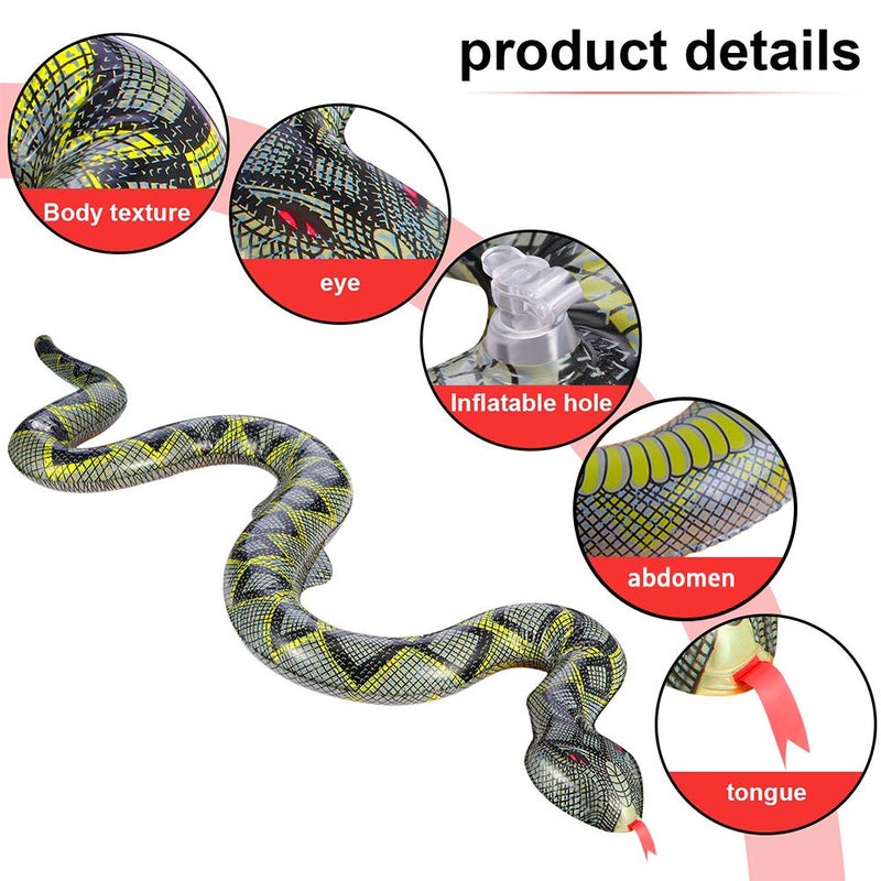 FUTUREPLUSX 3PCS Inflatable Fake Snake Toy, 39 inch Blow Up Pool Snake Floats for Jungle Safari Birthday Party Decorations, Reptile Theme & Inflatable Animals - Image 3